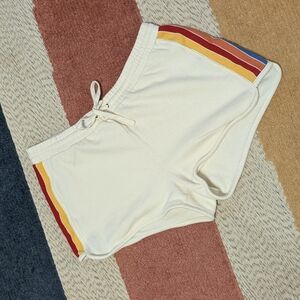 Madewell Rainbow Inset Sweatshorts Nettle Stripe Cream Retro M Medium